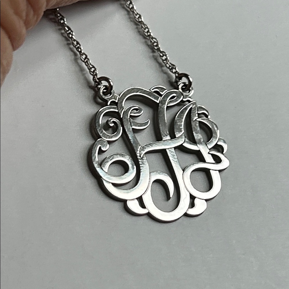 Personalized Stylish Monogram Necklace In Sterling Silver